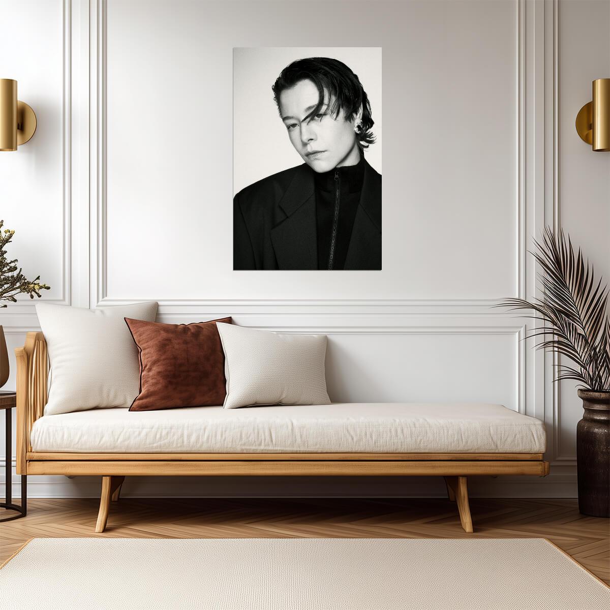 Emma D Arcy in Black Outfit Poster | Black and White Wall Art Print - Celebrities Poster