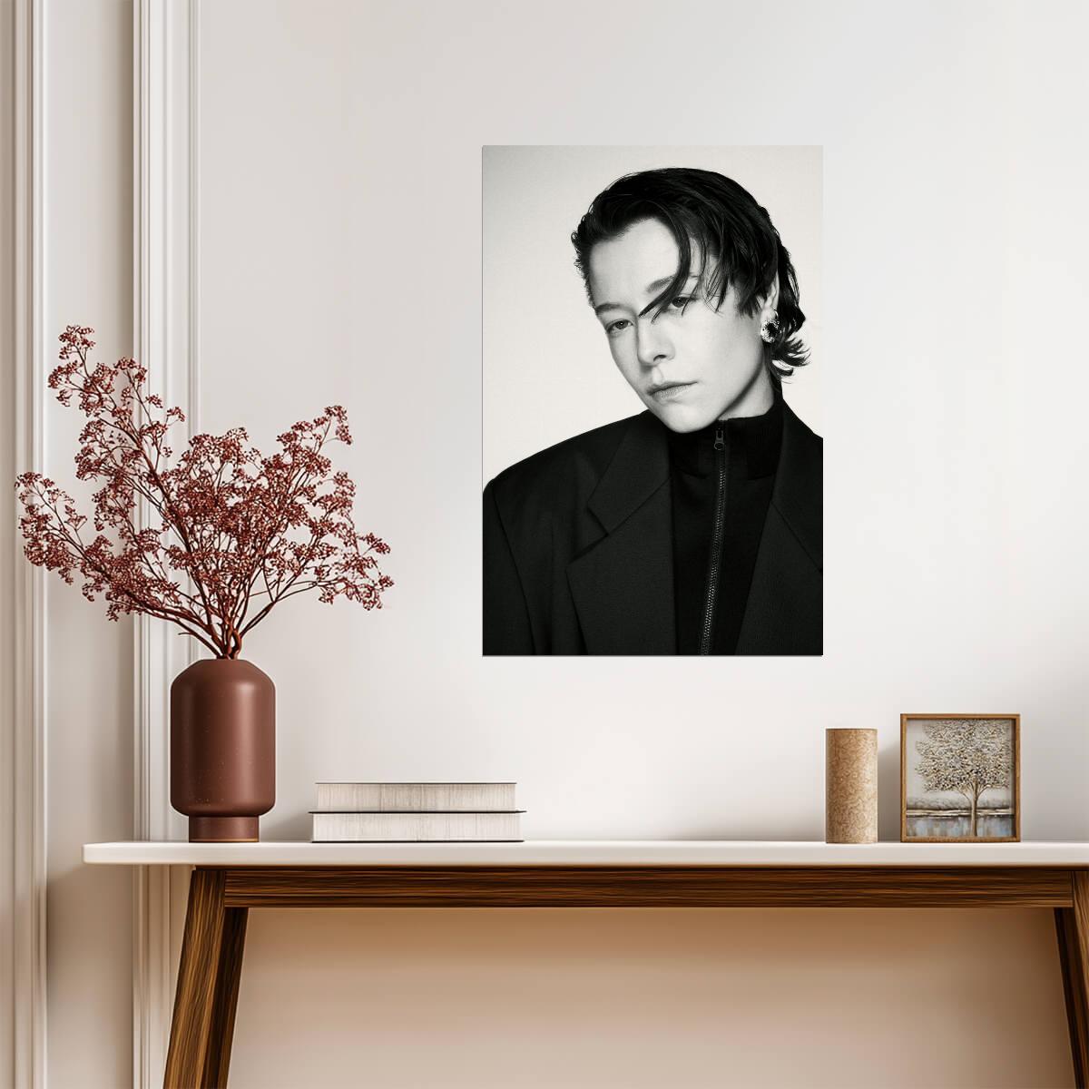 Emma D Arcy in Black Outfit Poster | Black and White Wall Art Print - Celebrities Poster
