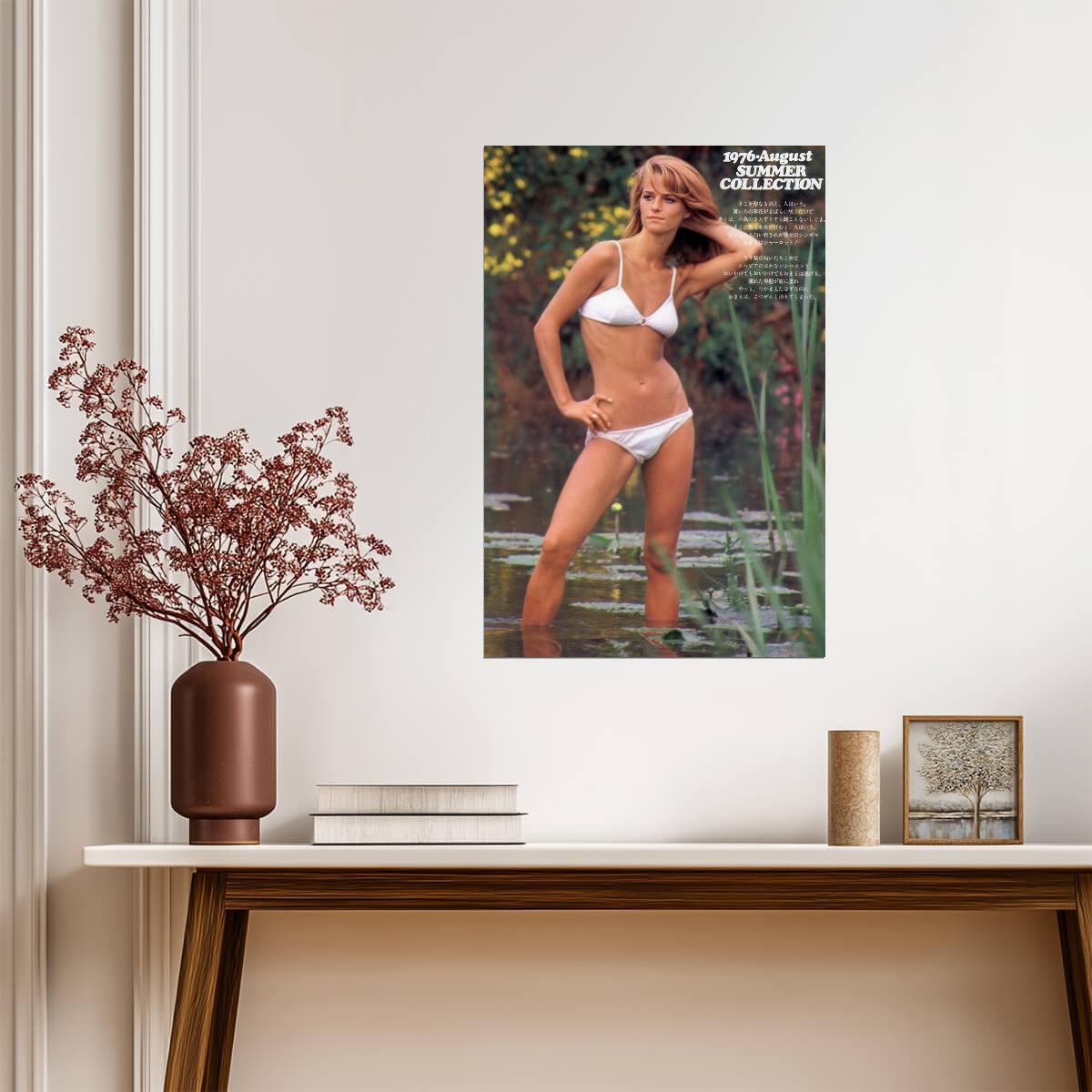 Charlotte Rampling in White Bikini Poster | 1976 Magazine Wall Art Print - Celebrities Poster