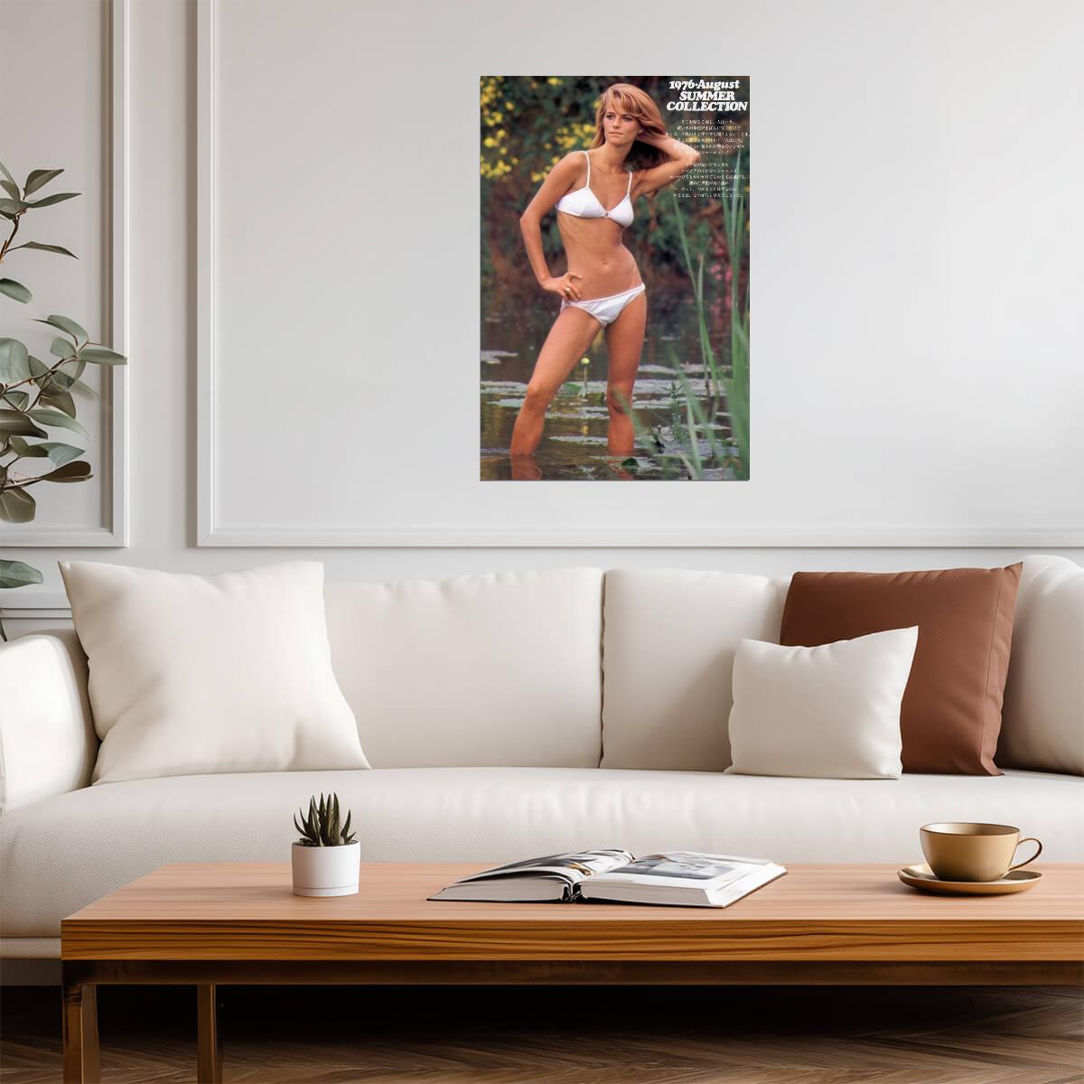 Charlotte Rampling in White Bikini Poster | 1976 Magazine Wall Art Print - Celebrities Poster