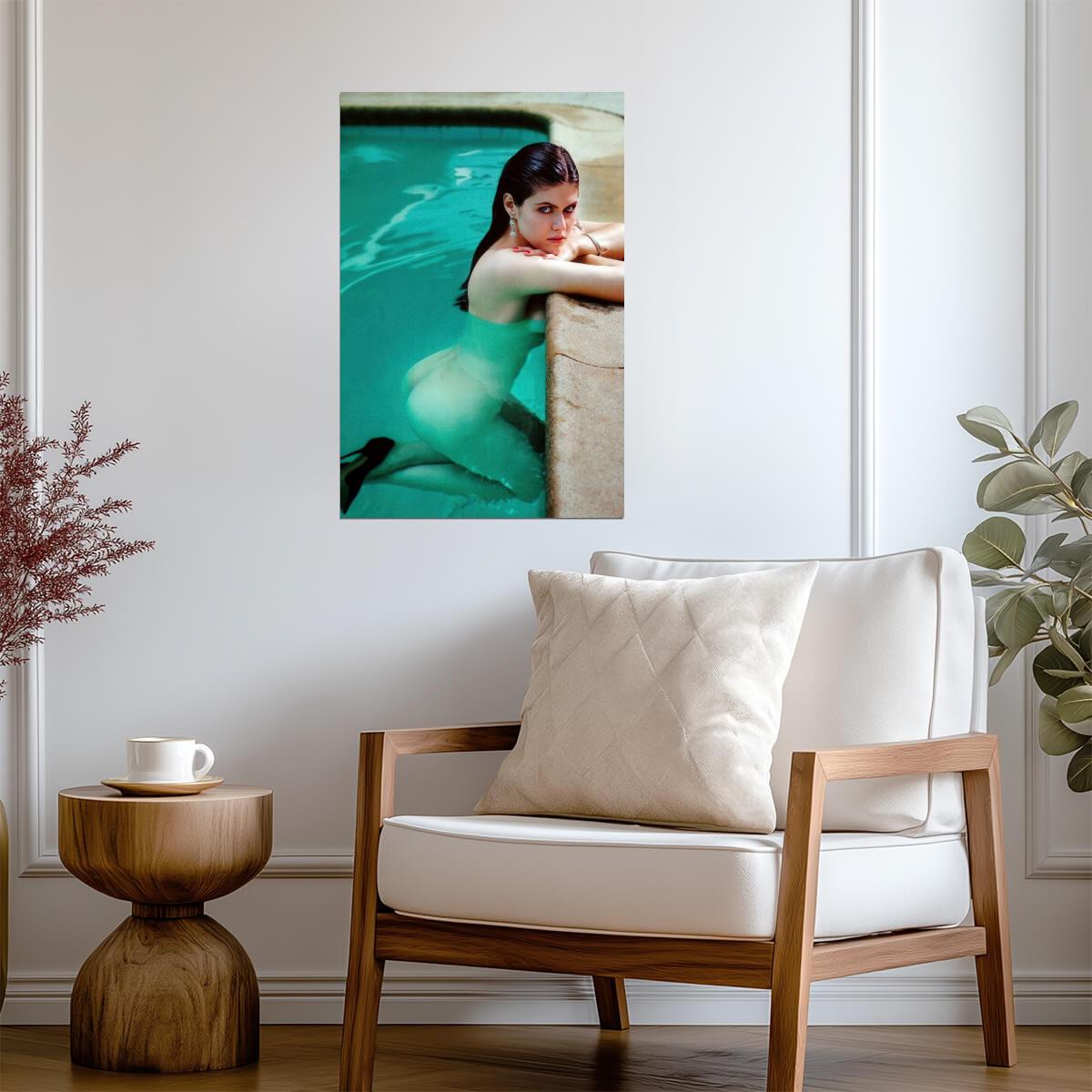Alexandra Daddario Nude Poolside Poster | Sexy Actress Wall Art Print - Celebrities Poster