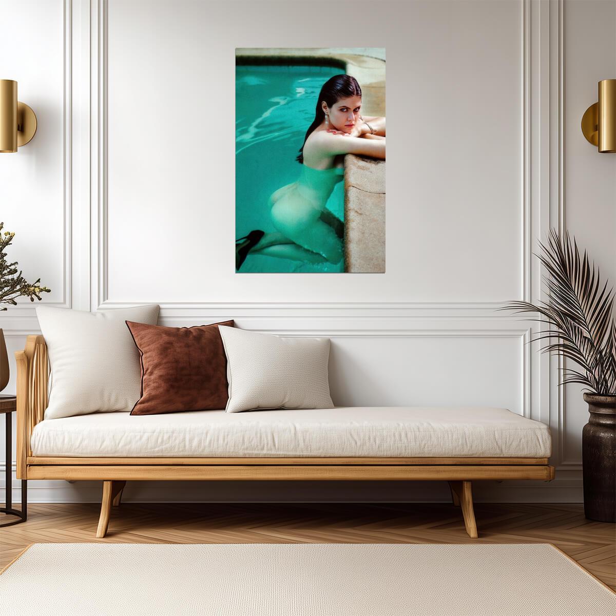 Alexandra Daddario Nude Poolside Poster | Sexy Actress Wall Art Print - Celebrities Poster