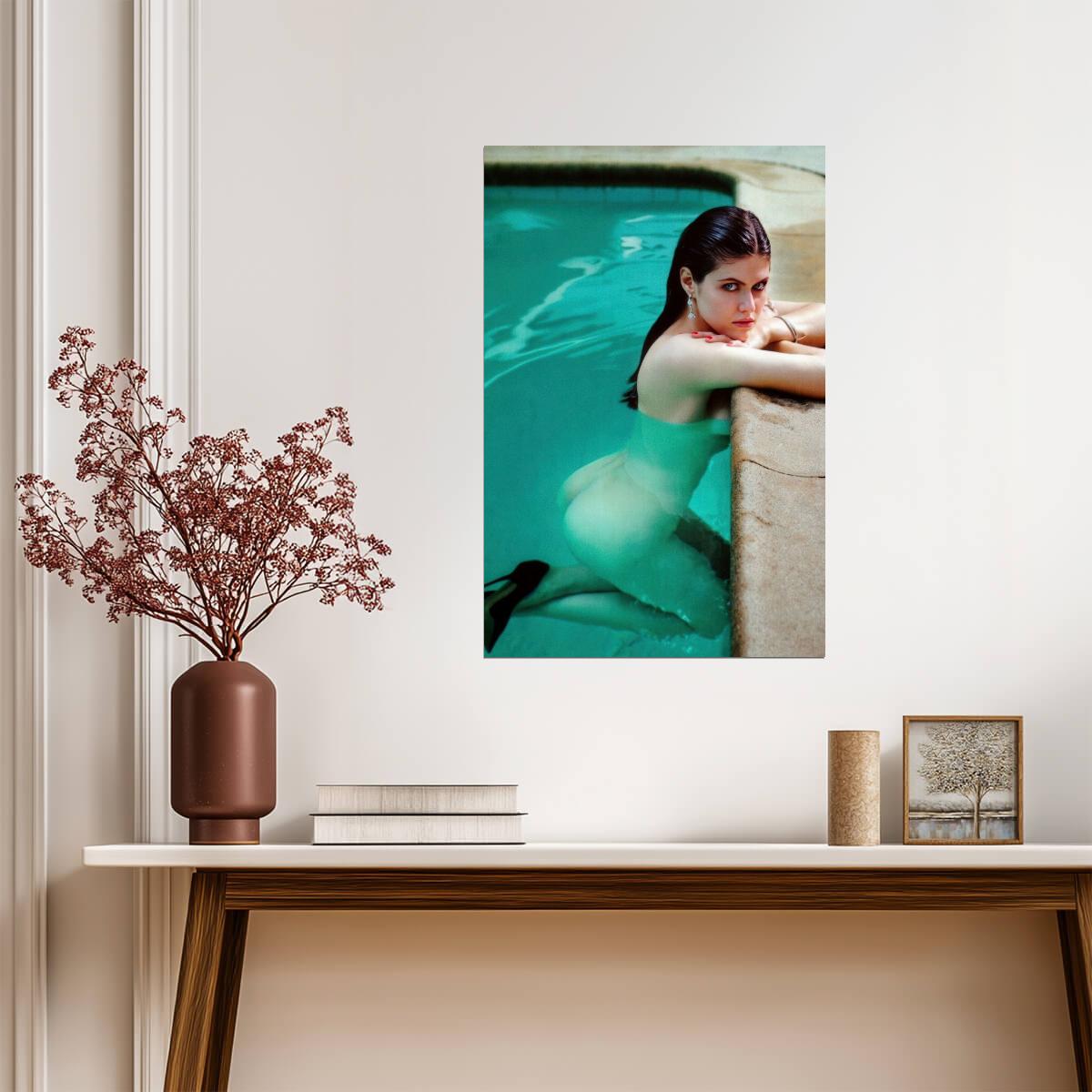 Alexandra Daddario Nude Poolside Poster | Sexy Actress Wall Art Print - Celebrities Poster