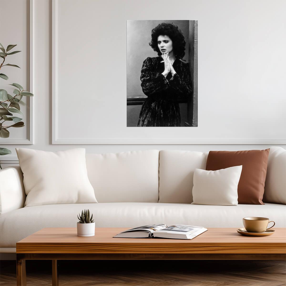 Isabella Rossellini Young Portrait Poster | Black and White Model Print - Celebrities Poster