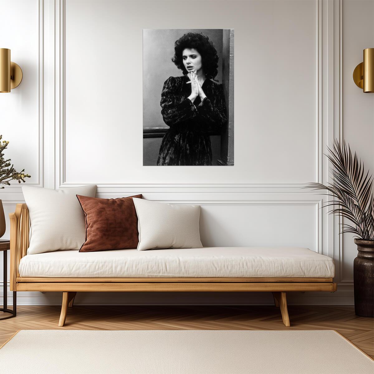 Isabella Rossellini Young Portrait Poster | Black and White Model Print - Celebrities Poster