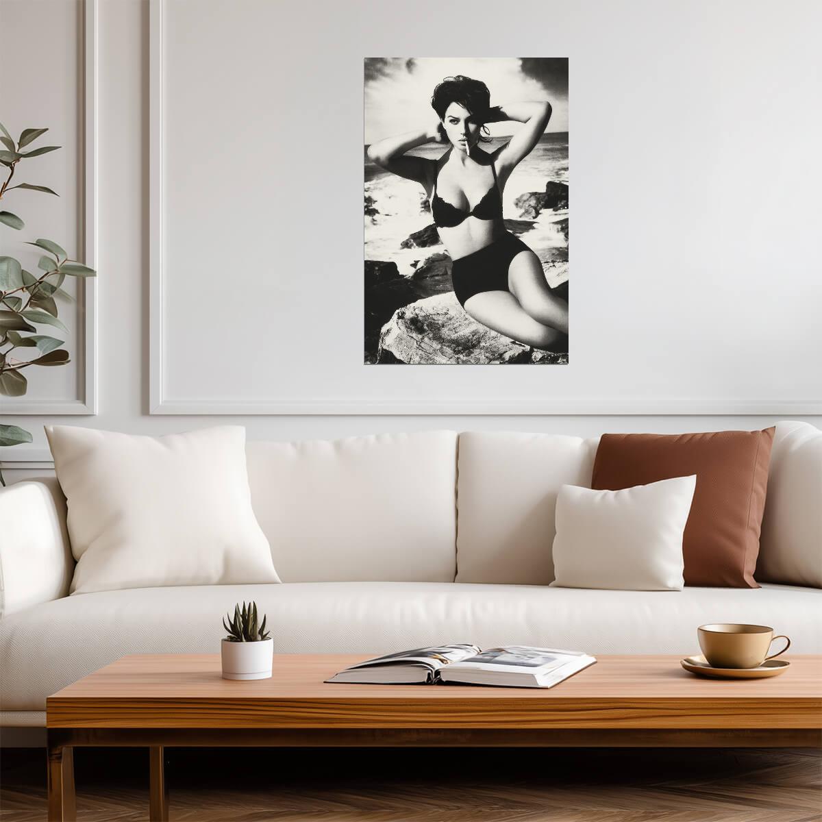 Monica Bellucci in Bikini Photoshoot Poster | Smoking Actress Wall Art Print - Celebrities Poster