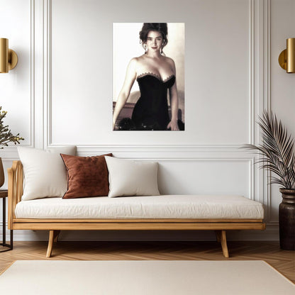 Jennifer Connelly in Black Dress Poster | Sepia Portrait Wall Art Print - Celebrities Poster