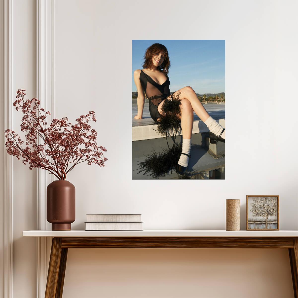 Jenna Ortega in Sheer Black Outfit Poster | Actress Wall Art Print - Celebrities Poster