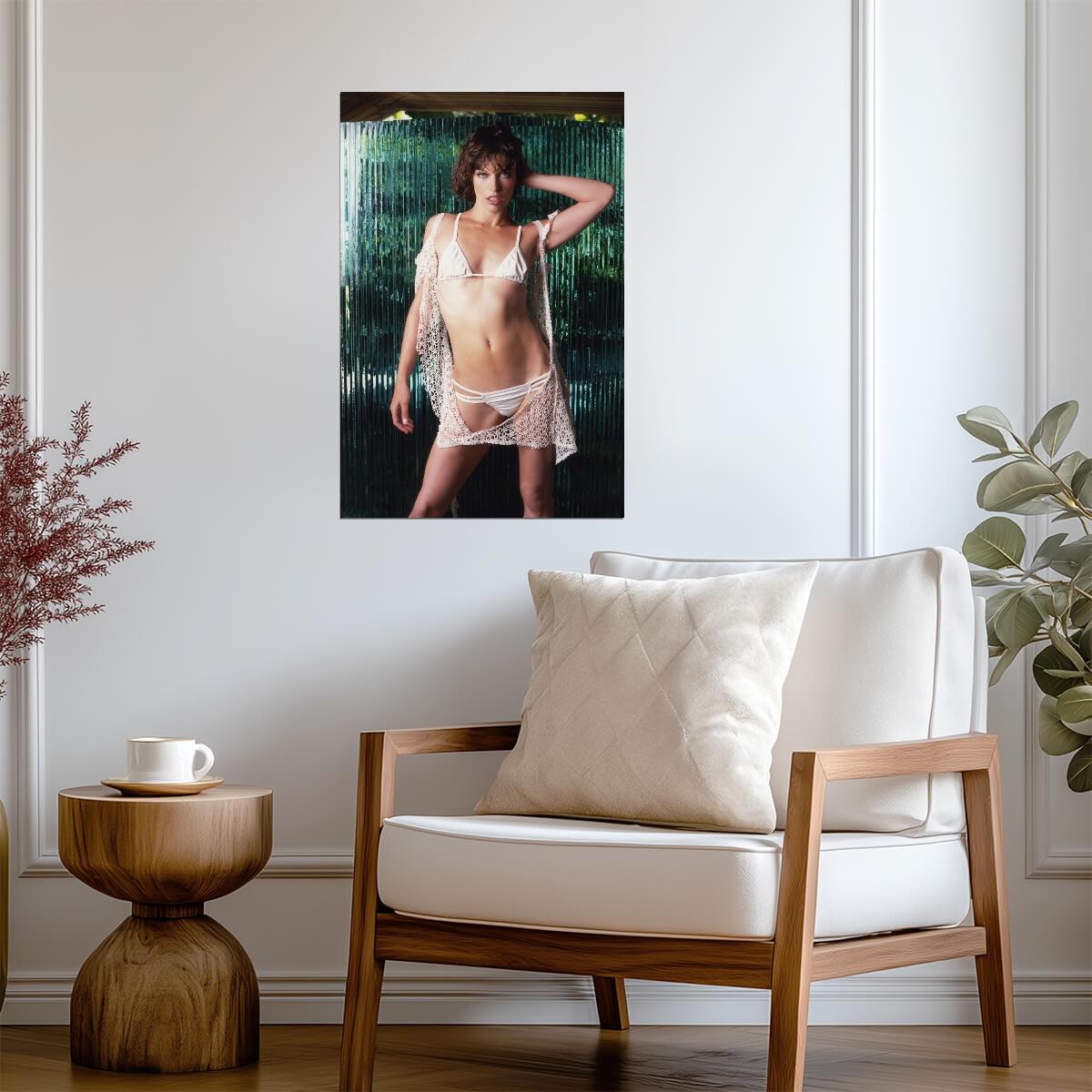 Milla Jovovich in White Bikini Poster | Sexy Actress Wall Art Print - Celebrities Poster