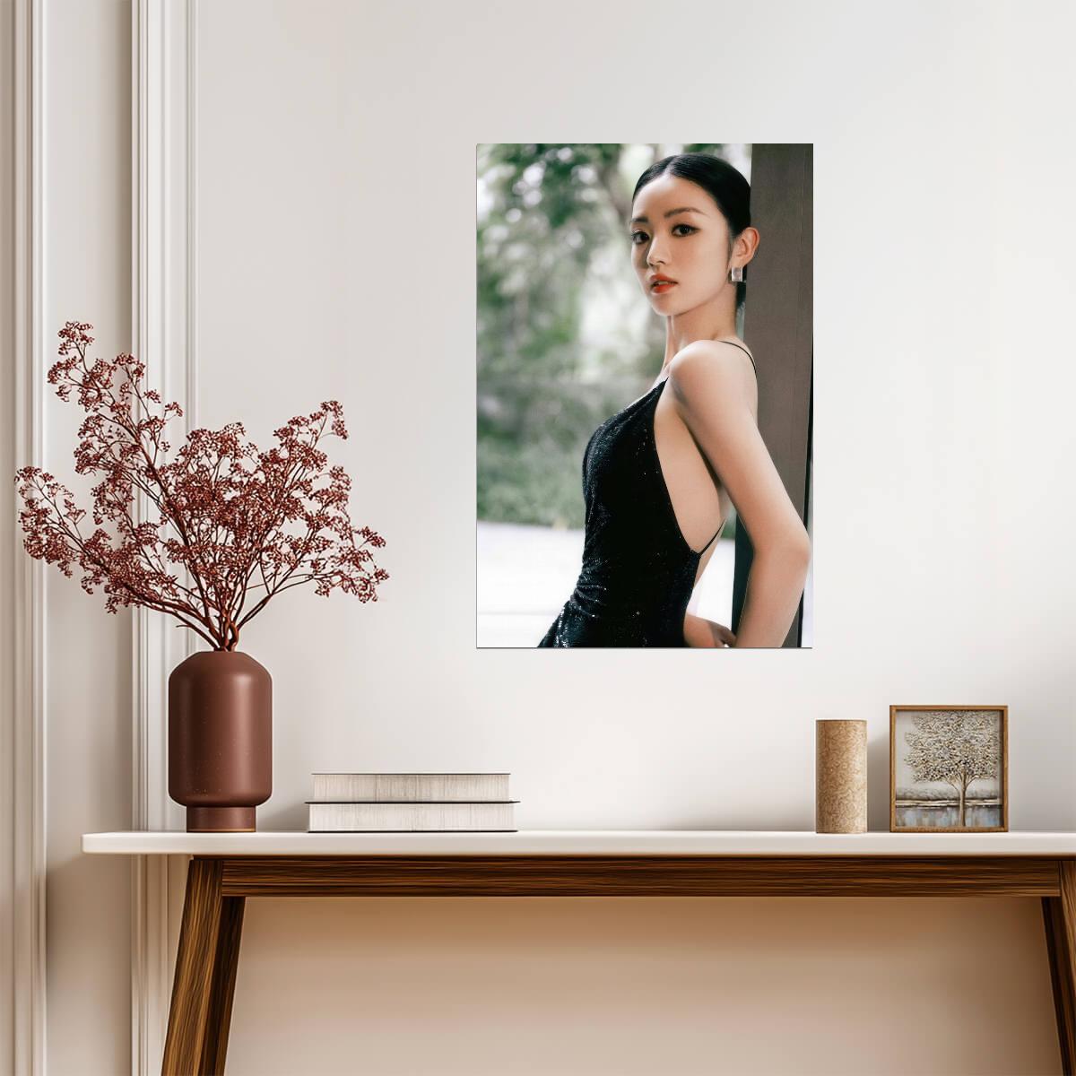 Tian Xi Wei in Black Dress Poster | Actress Wall Art Print - Celebrities Poster