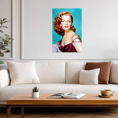 Jane Russell in Plum Dress Poster | Glamour Portrait Wall Art Print - Celebrities Poster
