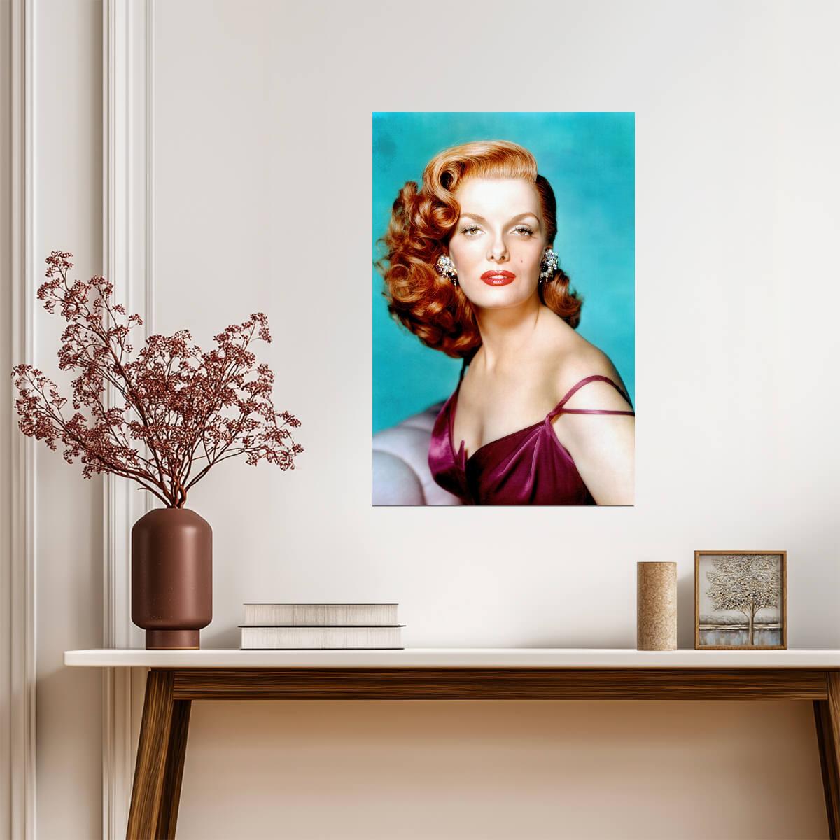 Jane Russell in Plum Dress Poster | Glamour Portrait Wall Art Print - Celebrities Poster