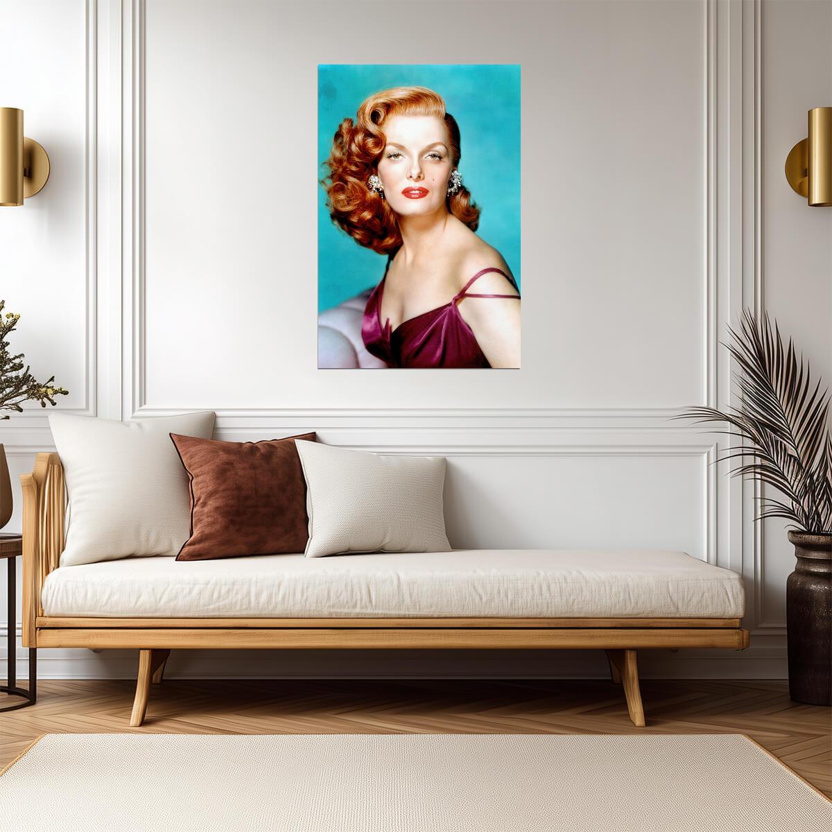 Jane Russell in Plum Dress Poster | Glamour Portrait Wall Art Print - Celebrities Poster