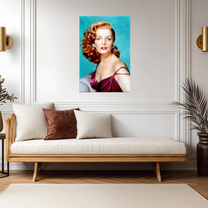 Jane Russell in Plum Dress Poster | Glamour Portrait Wall Art Print - Celebrities Poster