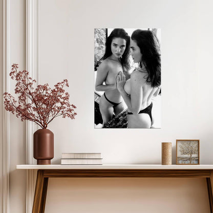 Jennifer Connelly in Lace Lingerie Poster | Black and White Wall Art Print - Celebrities Poster