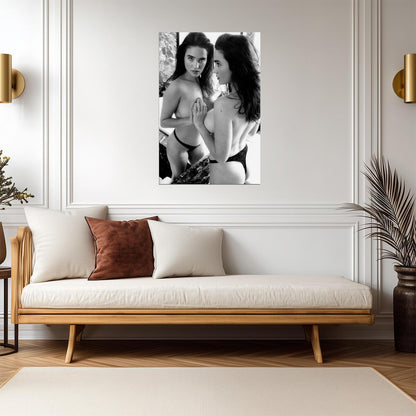 Jennifer Connelly in Lace Lingerie Poster | Black and White Wall Art Print - Celebrities Poster