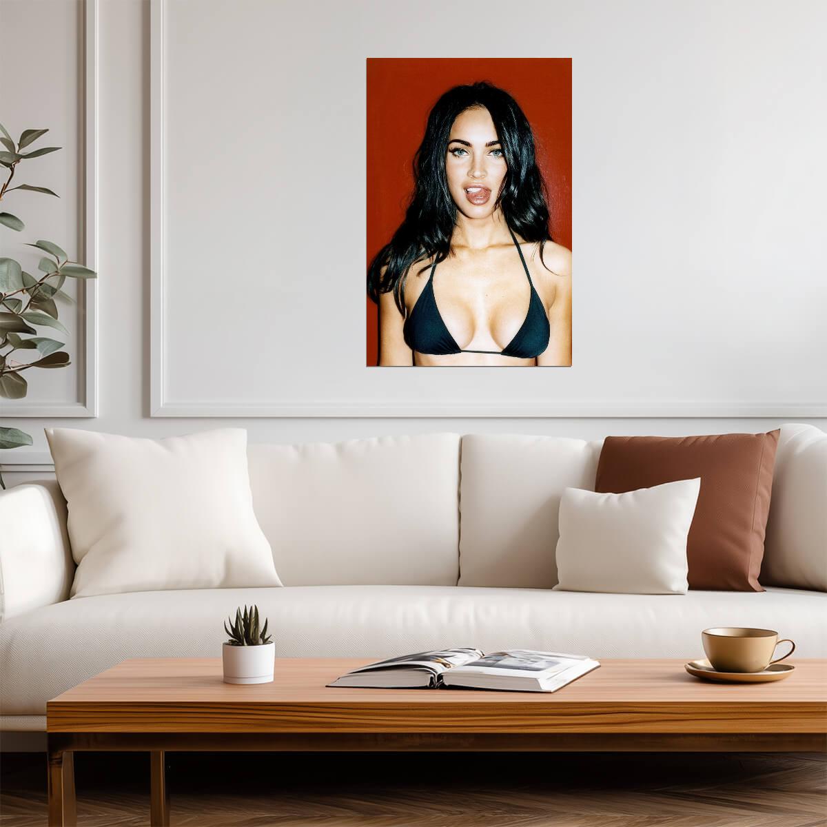 Megan Fox in Black Bikini Poster | Sexy Actress Wall Art Print - Celebrities Poster