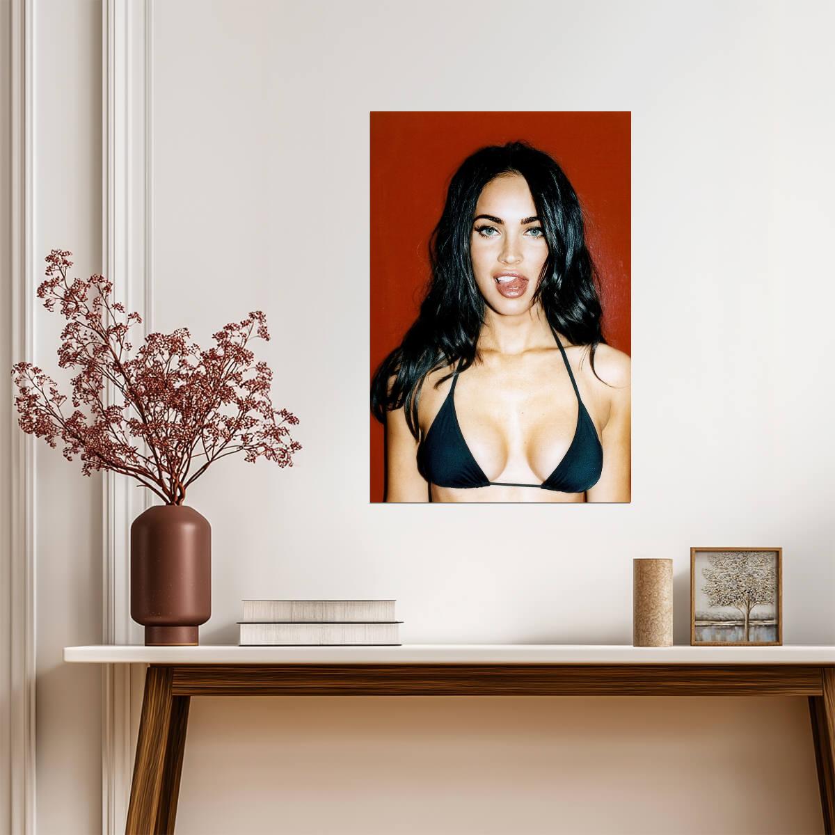 Megan Fox in Black Bikini Poster | Sexy Actress Wall Art Print - Celebrities Poster