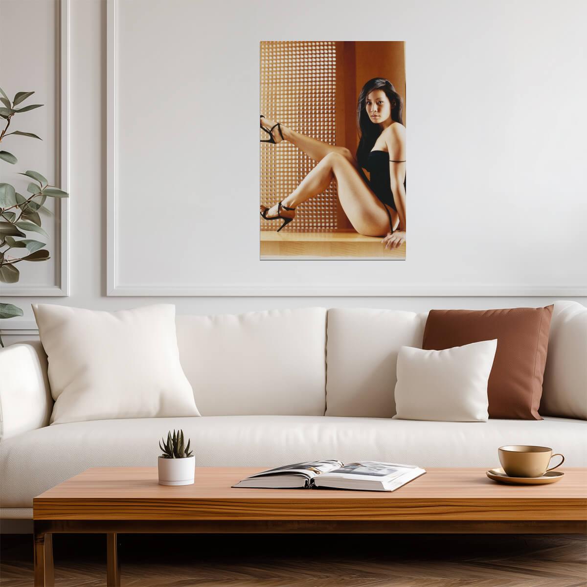 Lucy Liu in Black Outfit Poster | Sexy Legs Wall Art Print - Celebrities Poster