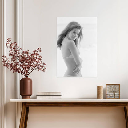Raquel Welch in Bikini Poster | Black and White Portrait Wall Art Print - Celebrities Poster