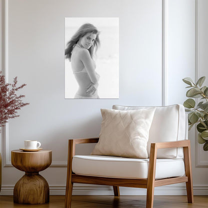 Raquel Welch in Bikini Poster | Black and White Portrait Wall Art Print - Celebrities Poster