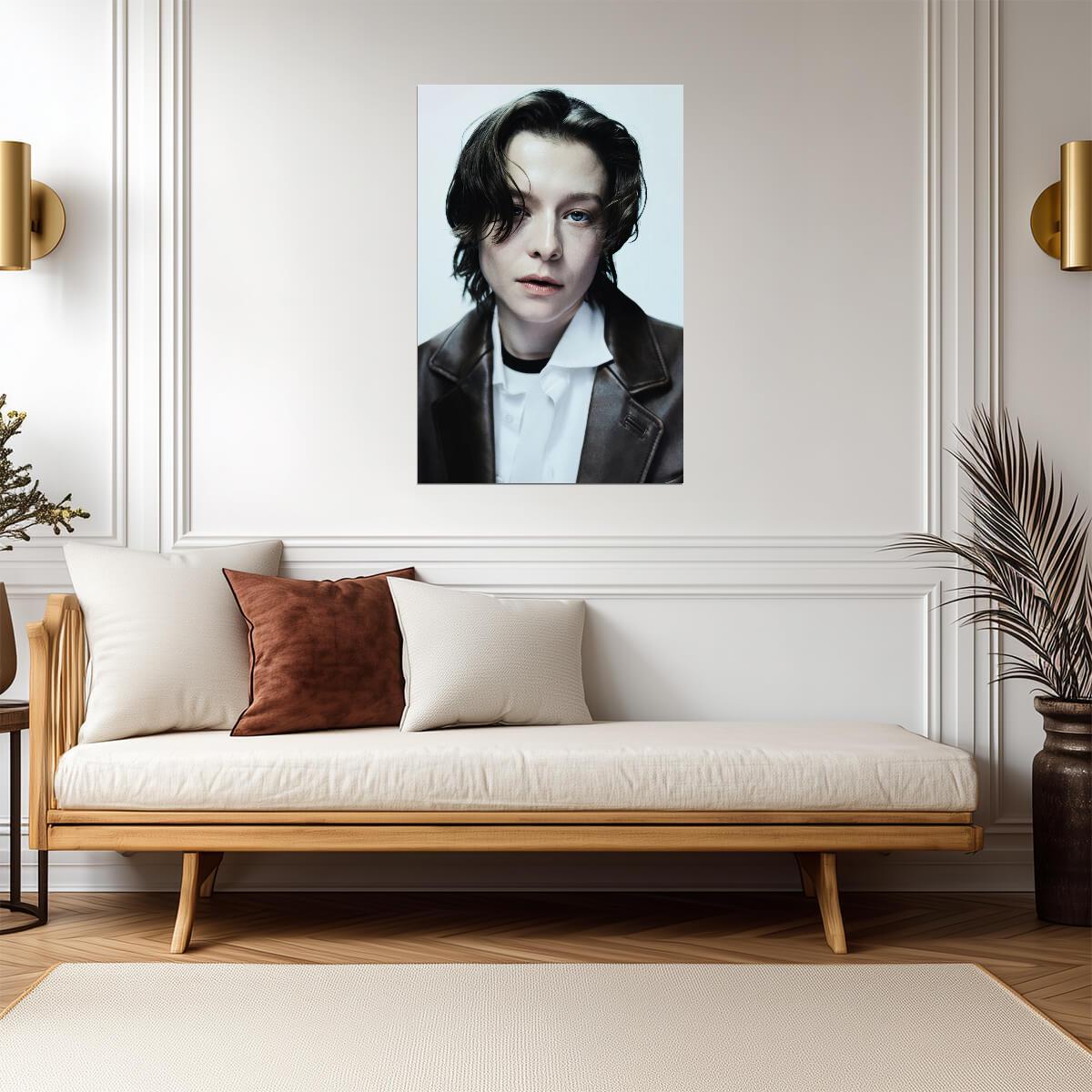 Emma D Arcy in Leather Jacket Poster | Actress Wall Art Print - Celebrities Poster