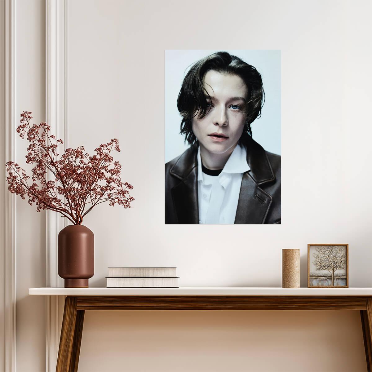 Emma D Arcy in Leather Jacket Poster | Actress Wall Art Print - Celebrities Poster