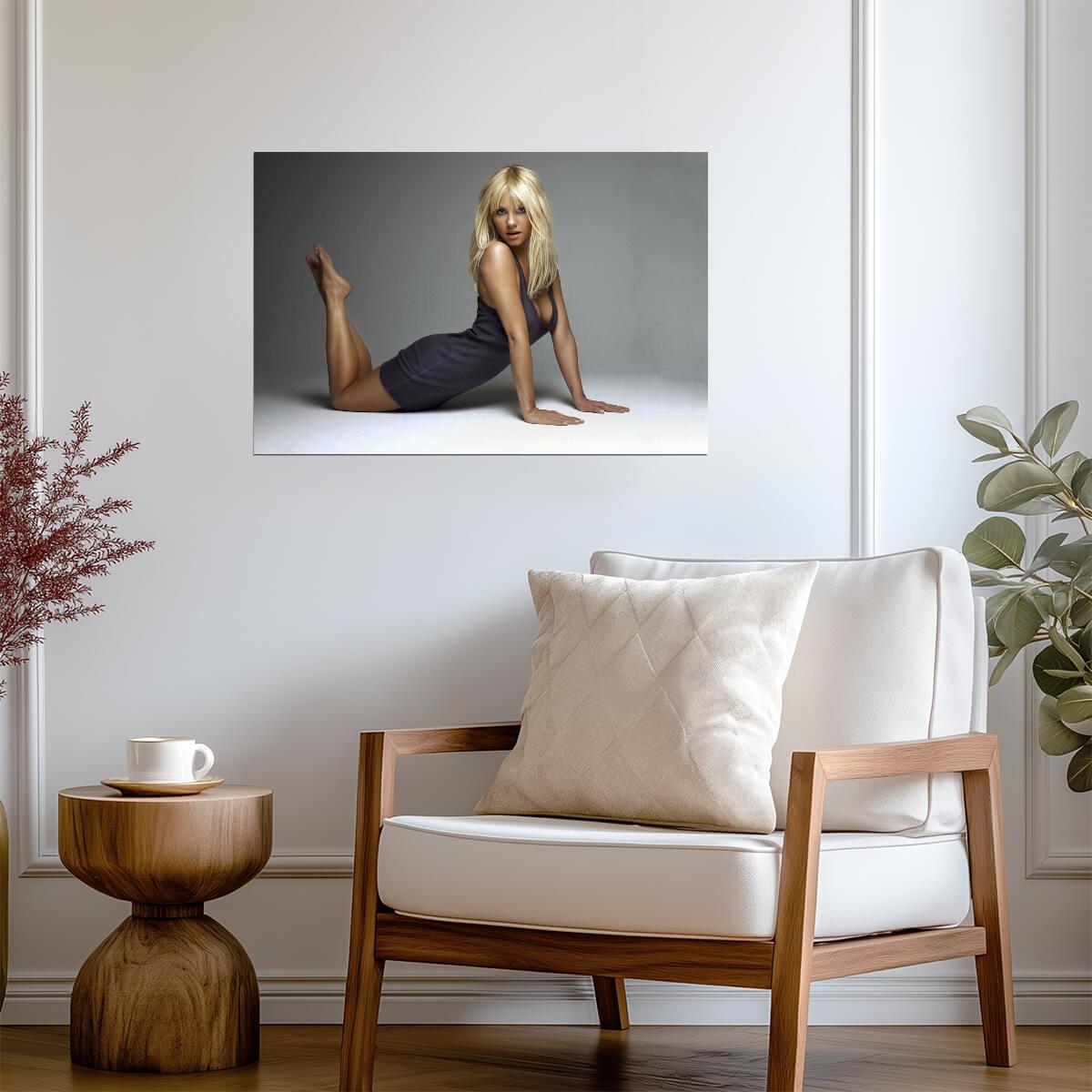 Elisha Cuthbert in Dark Dress Poster | Lying Pose Wall Art Print - Celebrities Poster