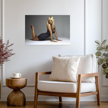 Elisha Cuthbert in Dark Dress Poster | Lying Pose Wall Art Print - Celebrities Poster