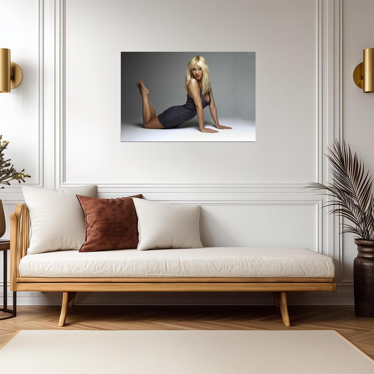 Elisha Cuthbert in Dark Dress Poster | Lying Pose Wall Art Print - Celebrities Poster