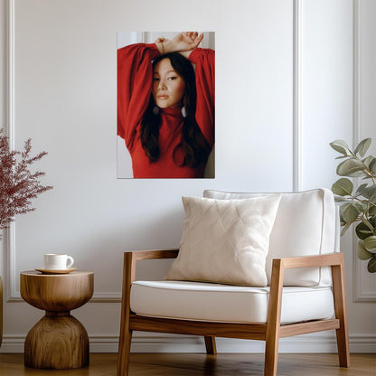 Yerin Ha in Red Outfit Poster | Raised Arms Wall Art Print - Celebrities Poster