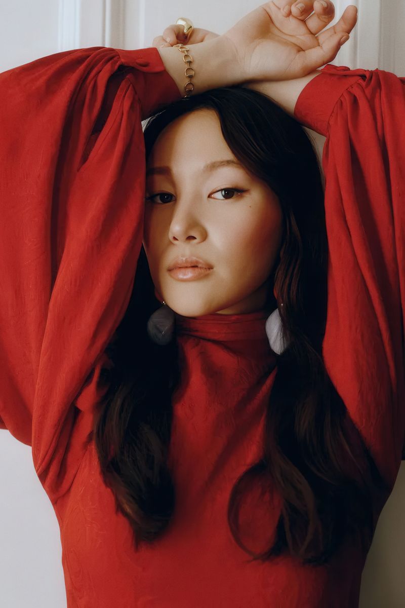 Yerin Ha in Red Outfit Poster | Raised Arms Wall Art Print - Celebrities Poster