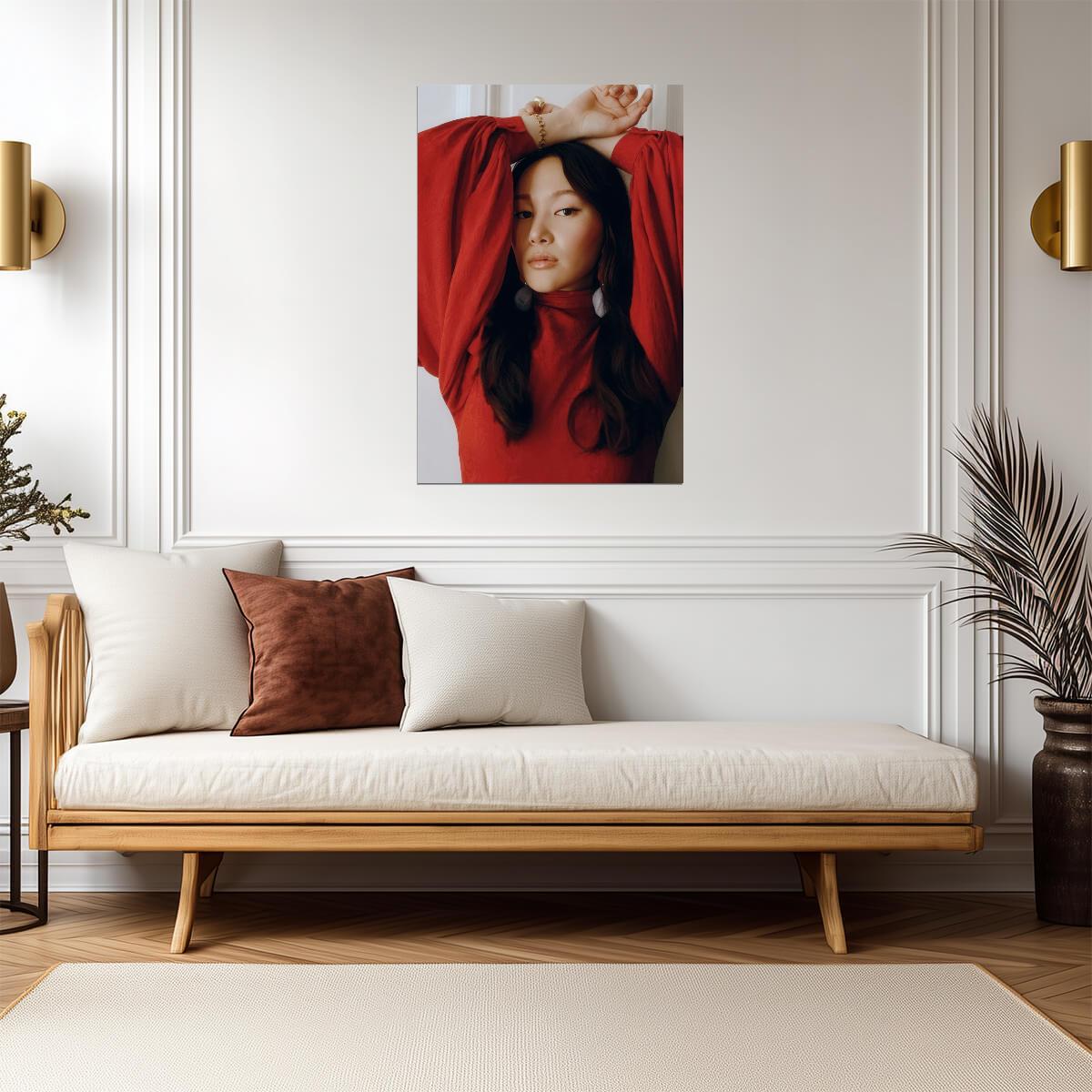 Yerin Ha in Red Outfit Poster | Raised Arms Wall Art Print - Celebrities Poster