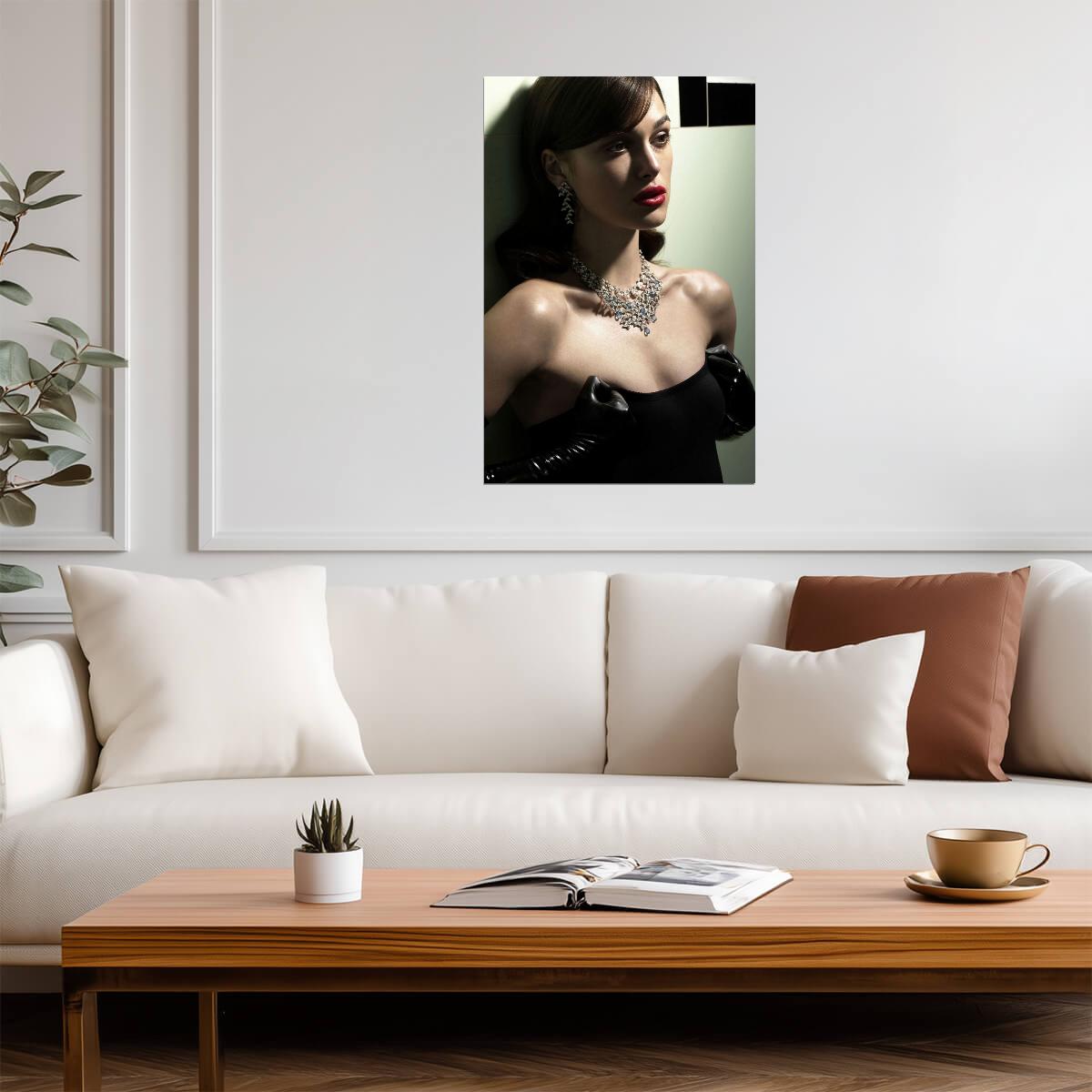 Keira Knightley Red Lips Poster | Black Gloves Wall Art Print - Celebrities Poster