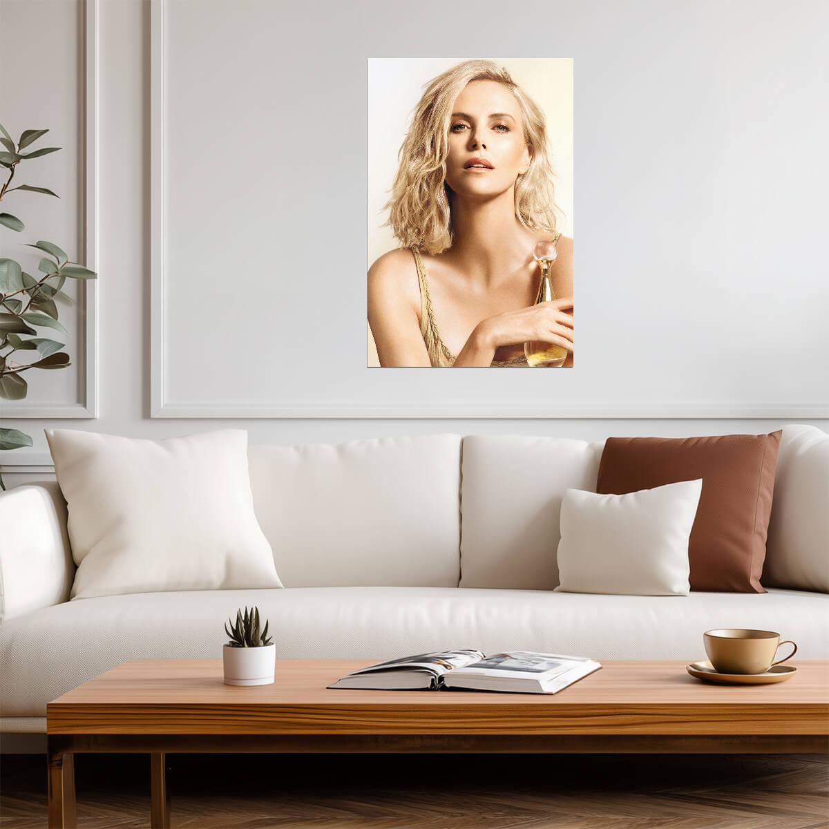 Charlize Theron Portrait Poster | Actress Wall Art Print - Celebrities Poster