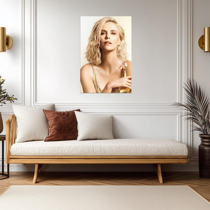 Charlize Theron Portrait Poster | Actress Wall Art Print - Celebrities Poster