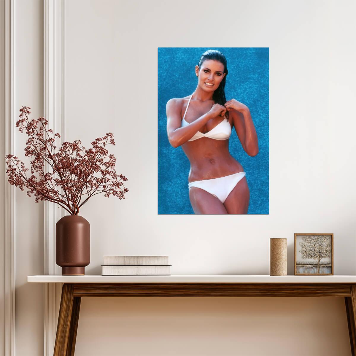 Raquel Welch in White Bikini Poster | Wet Hair Wall Art Print - Celebrities Poster