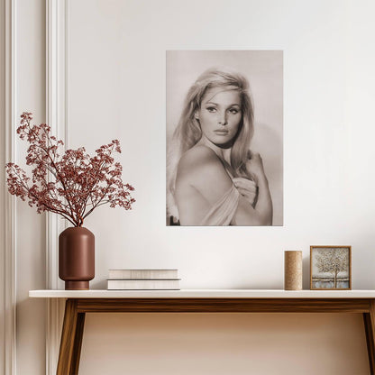 Ursula Andress Bare Shoulders Poster | Black and White Wall Art Print - Celebrities Poster
