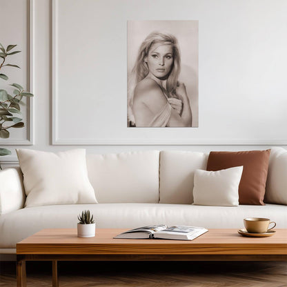 Ursula Andress Bare Shoulders Poster | Black and White Wall Art Print - Celebrities Poster