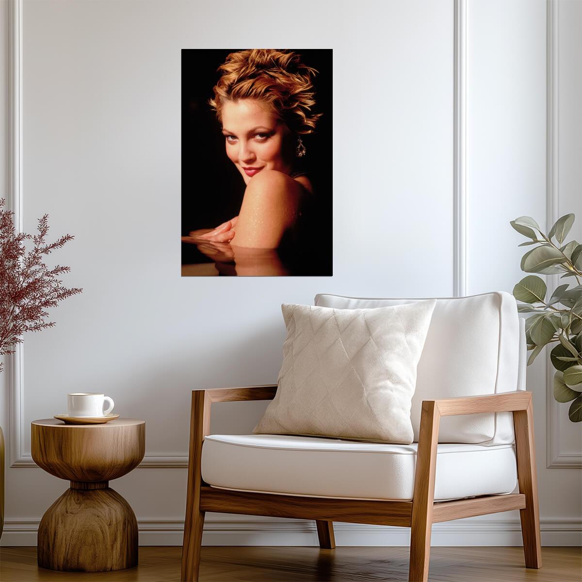 Drew Barrymore Young Portrait Poster | Flirty Actress Wall Art Print - Celebrities Poster