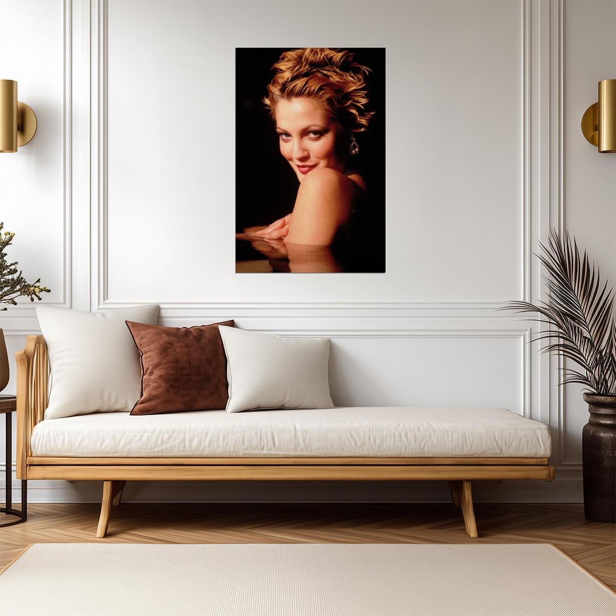 Drew Barrymore Young Portrait Poster | Flirty Actress Wall Art Print - Celebrities Poster