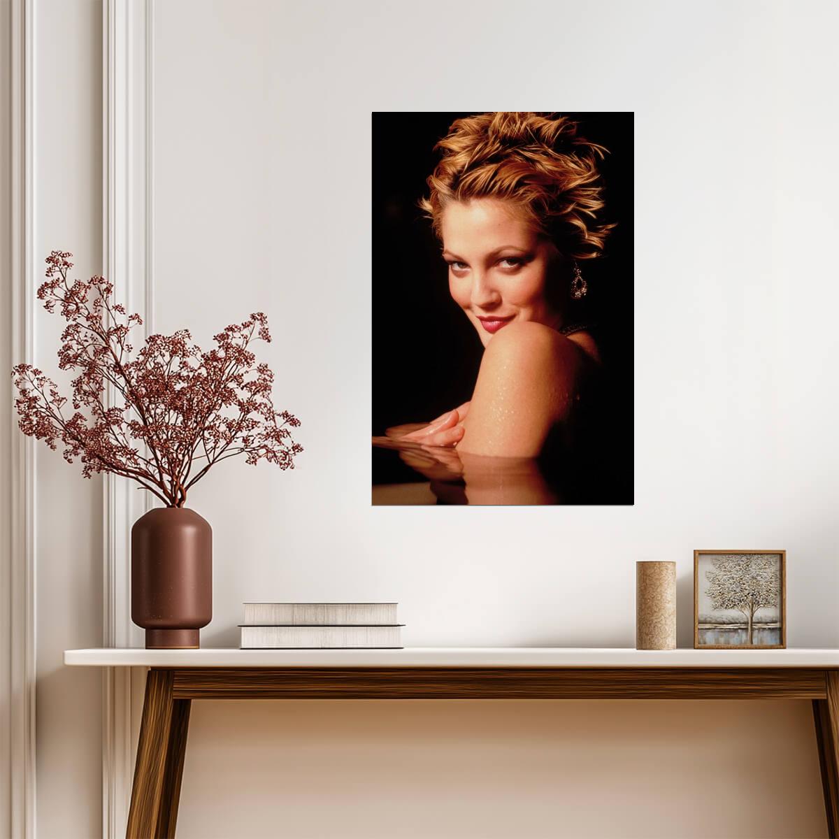 Drew Barrymore Young Portrait Poster | Flirty Actress Wall Art Print - Celebrities Poster