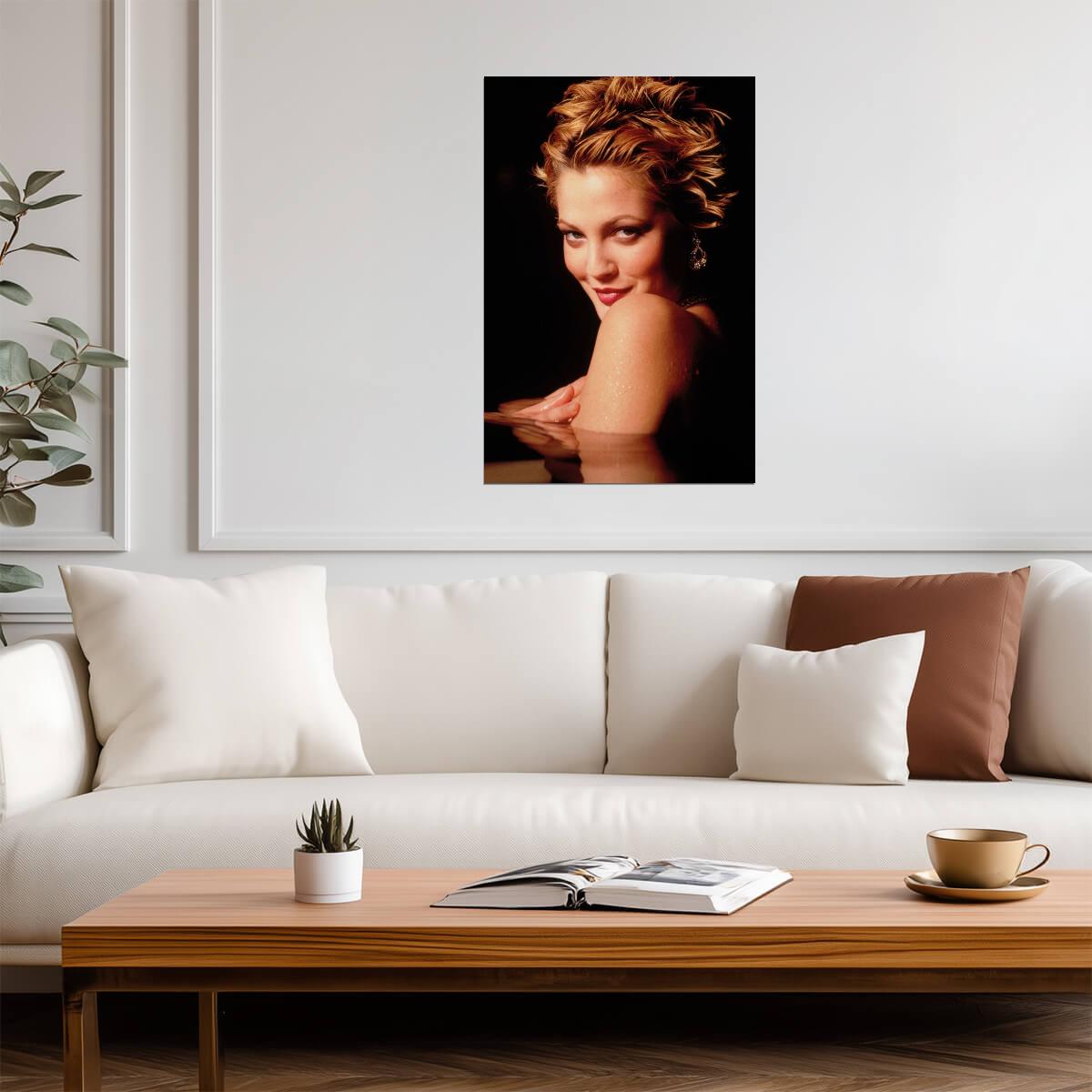 Drew Barrymore Young Portrait Poster | Flirty Actress Wall Art Print - Celebrities Poster