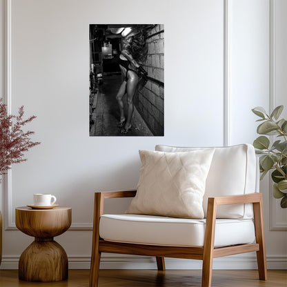 Gisele Bundchen Brick Wall Poster | Black and White Portrait Wall Art Print - Celebrities Poster