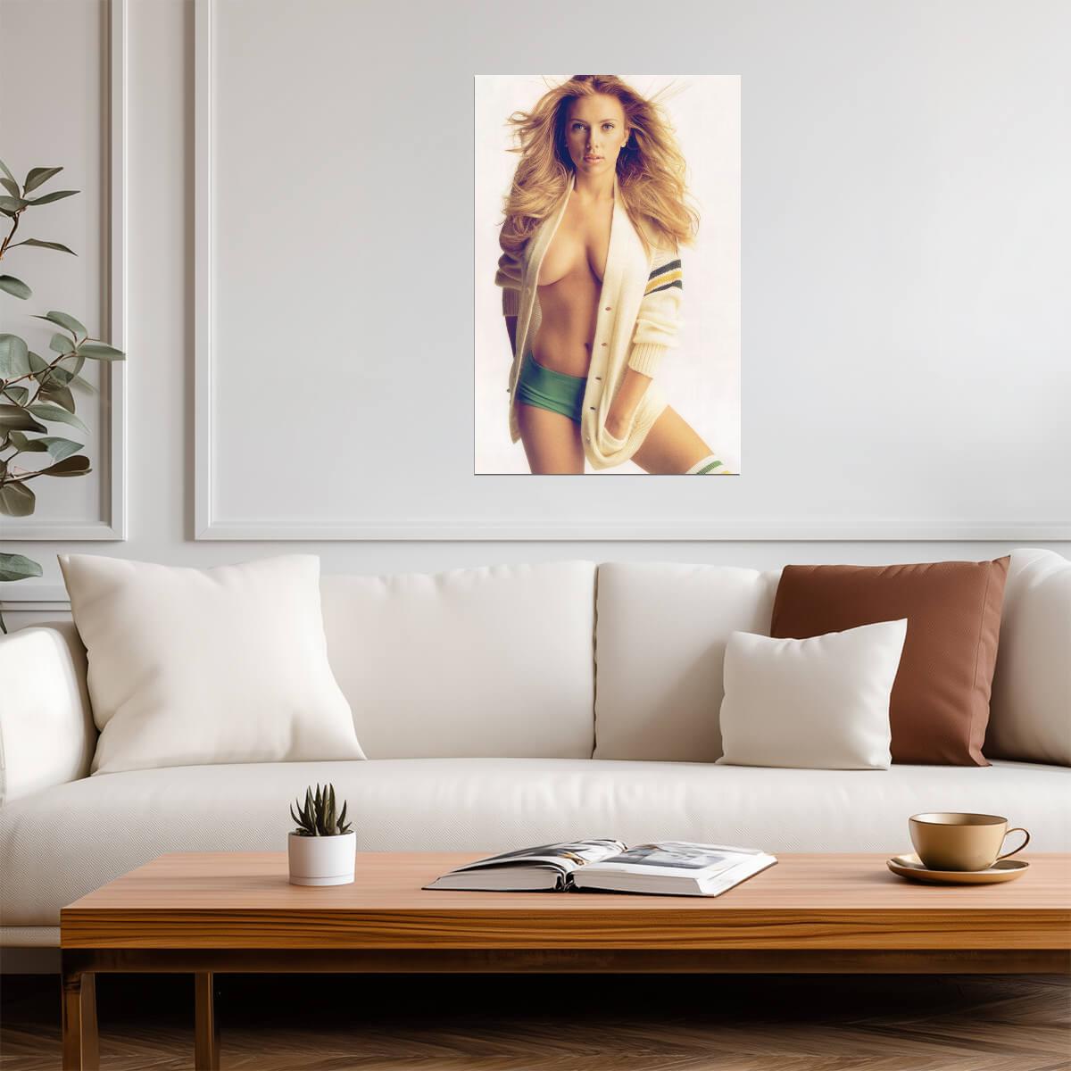 Scarlett Johansson in Green Shorts Poster | Sexy Actress Wall Art Print - Celebrities Poster