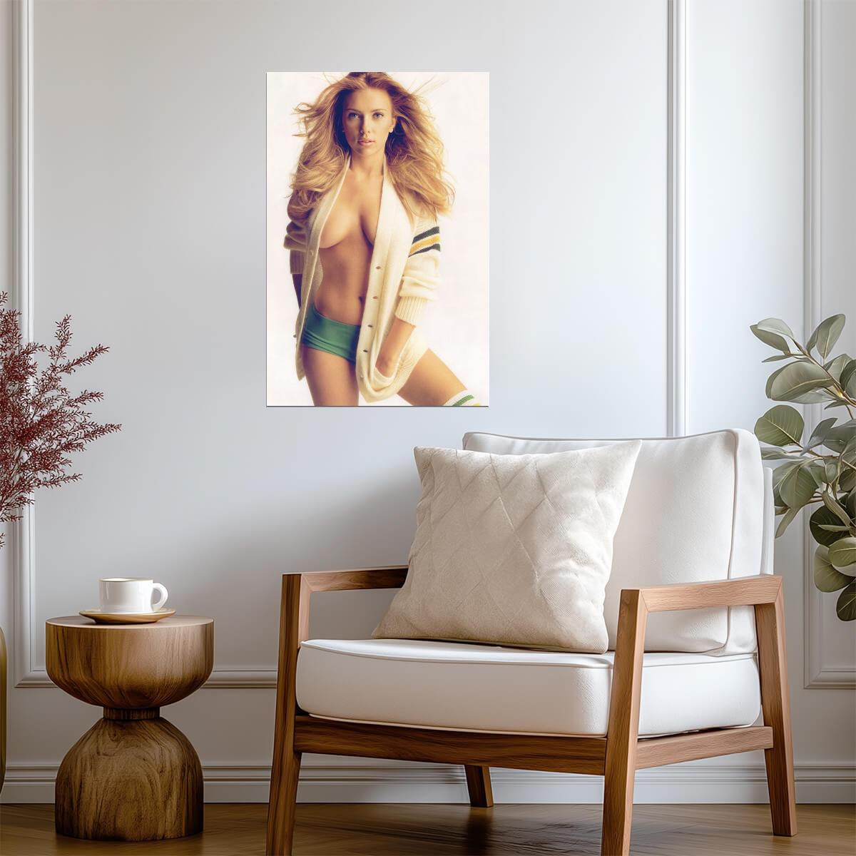 Scarlett Johansson in Green Shorts Poster | Sexy Actress Wall Art Print - Celebrities Poster
