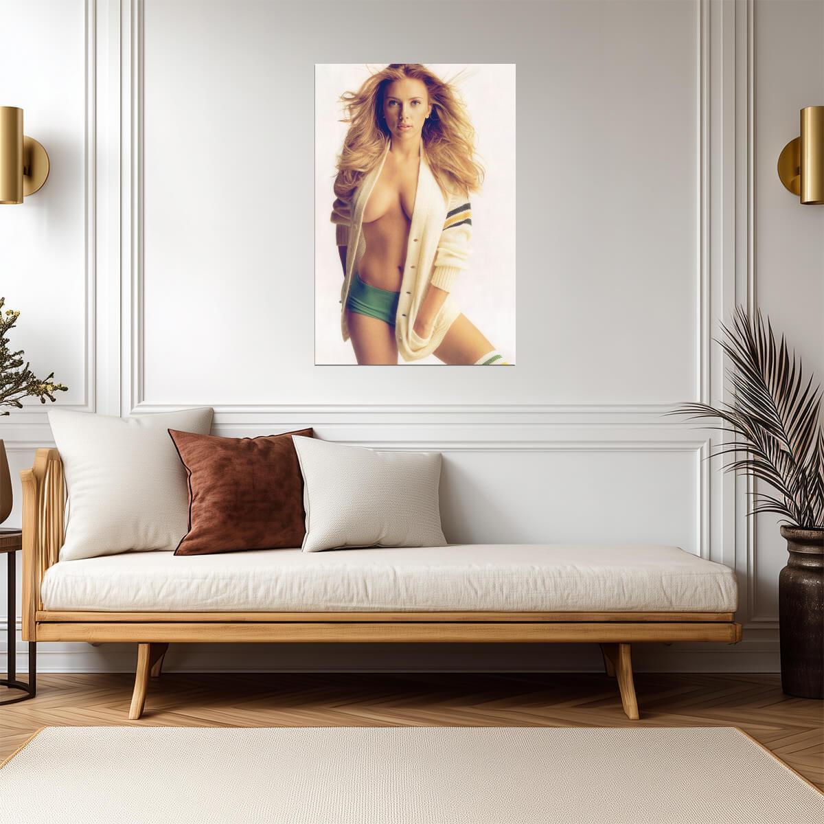 Scarlett Johansson in Green Shorts Poster | Sexy Actress Wall Art Print - Celebrities Poster