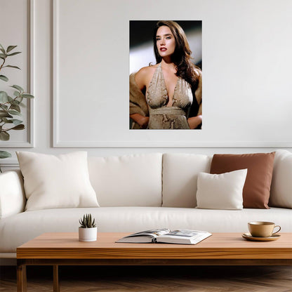 Jennifer Connelly in Beige Top Poster | Red Lipstick Wall Art Print - Celebrities Poster