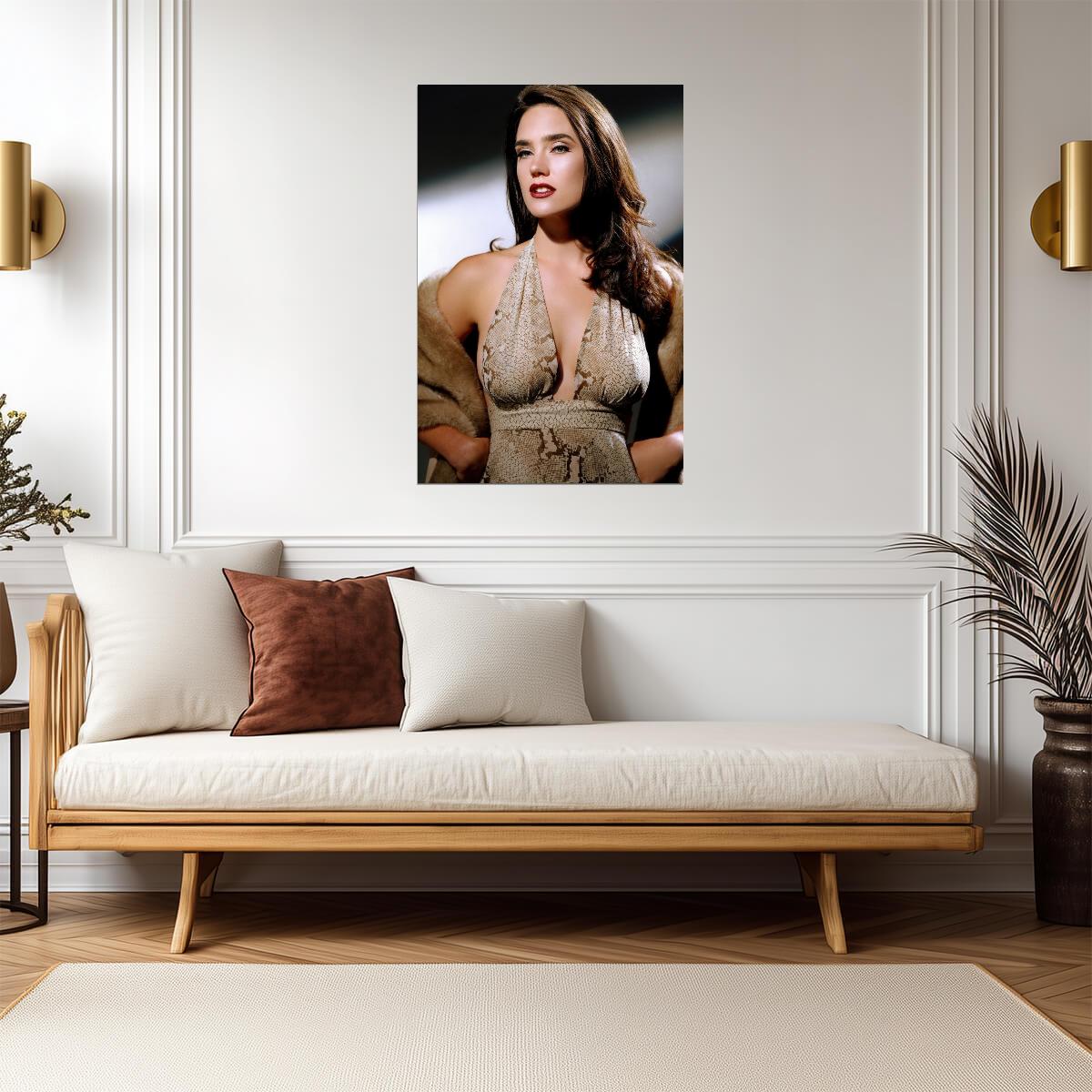 Jennifer Connelly in Beige Top Poster | Red Lipstick Wall Art Print - Celebrities Poster