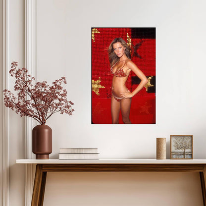 Gisele Bundchen in Red Swimsuit Poster | Stage Background Wall Art Print - Celebrities Poster